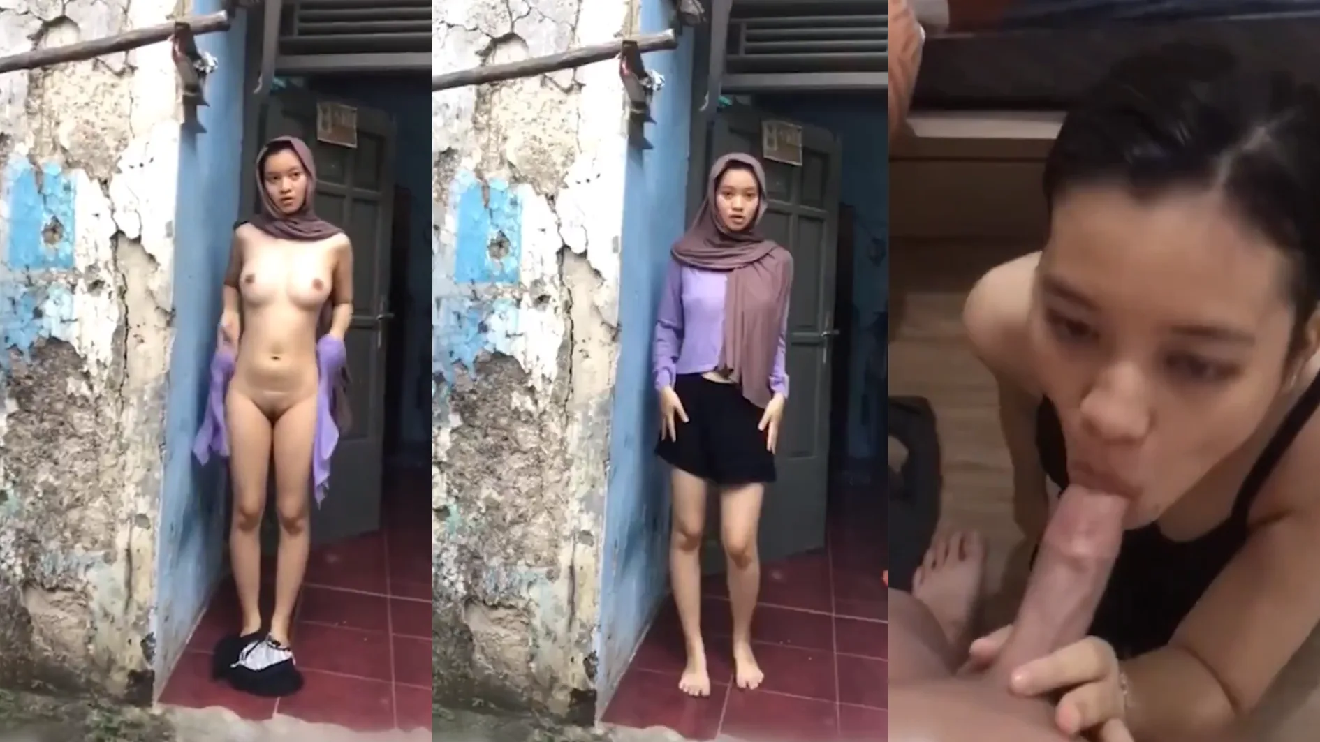 Ukhti Jilbab Eksib Di Depan Rumah Lanjut Ngewe