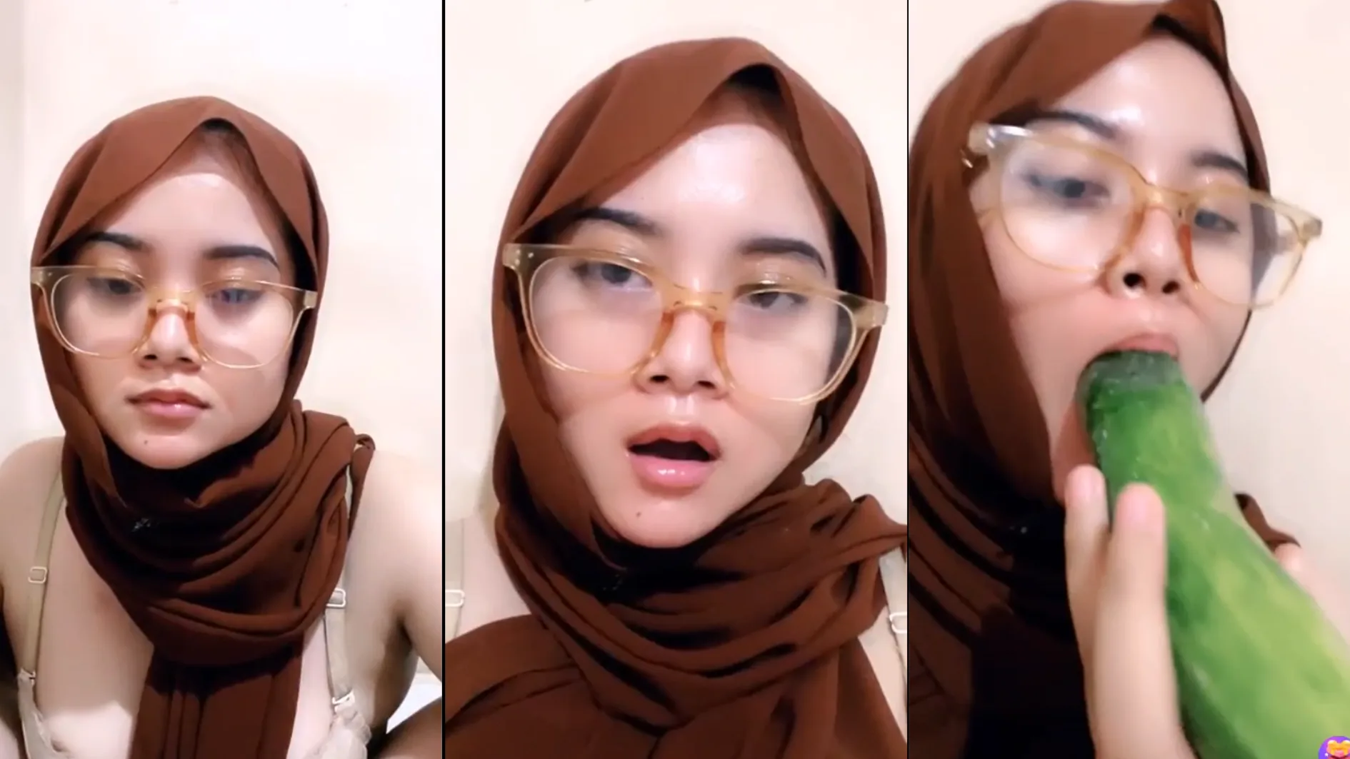 Ukhti Jilbab Coklat Nyepong Timun Gede