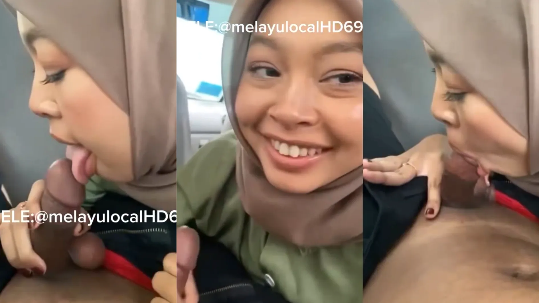 Malay Tudung Nyepong Di Mobil Sambil Senyum
